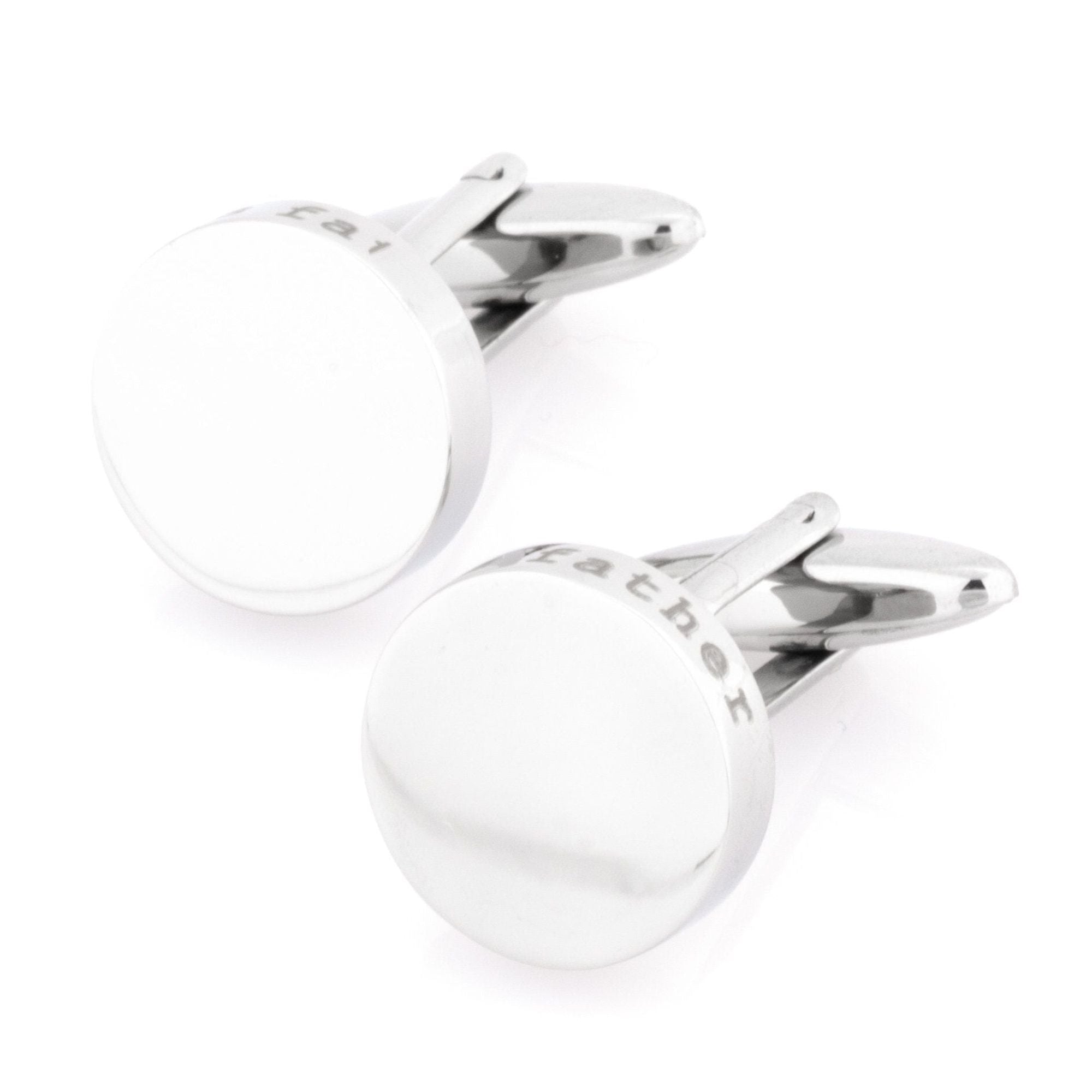 Grooms Father Laser Etched Round Engravable Wedding Cufflinks