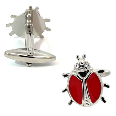 Ladybird Red Cufflinks with crystal eyes