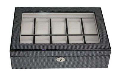 Carbon Fibre Wooden Watch Box for 10 Watches