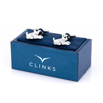 "Snowy" Tintin White Terrier  Dog Cufflinks