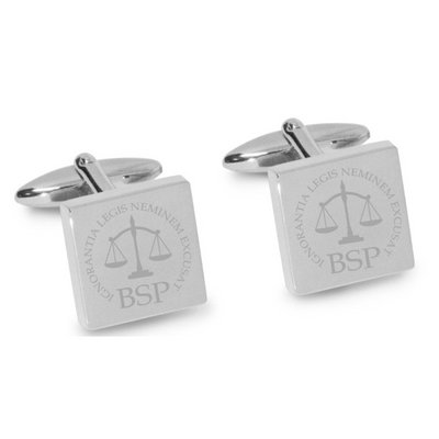 Lawyer's Initials and Legal Maxims Engraved Cufflinks in Silver