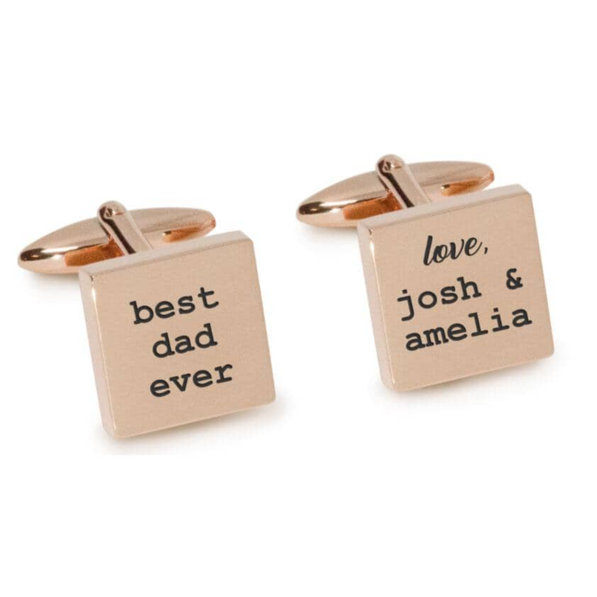 Best Dad Ever with Love Engraved Cufflinks in Rose Gold