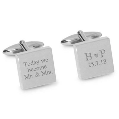 Today We Become Initials Date Engraved Cufflinks in Silver