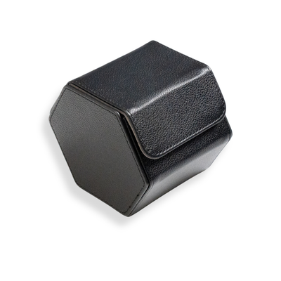 Hex Leather Watch Roll 1 Slot in Black/Charcoal