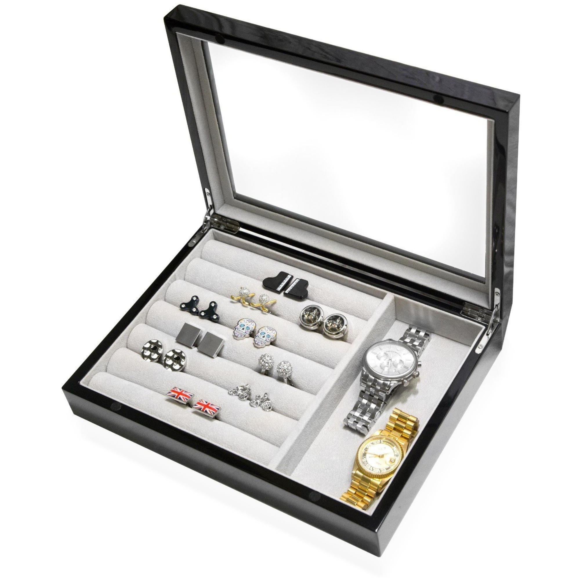 Medium Cufflink and Valet Box Black