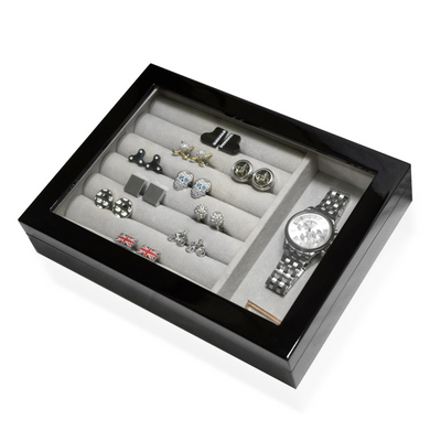 Medium Cufflink and Valet Box Black