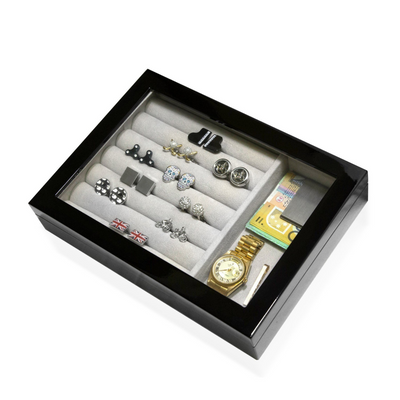 Medium Cufflink and Valet Box Black