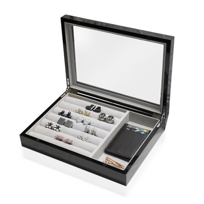 Medium Cufflink and Valet Box Black