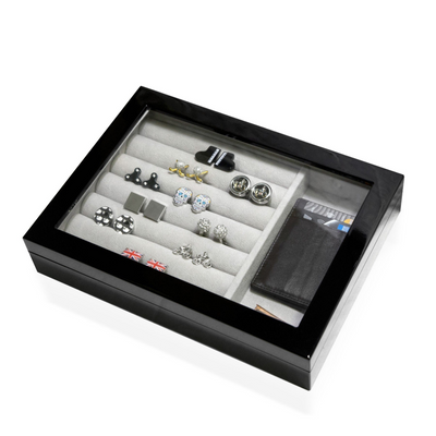 Medium Cufflink and Valet Box Black