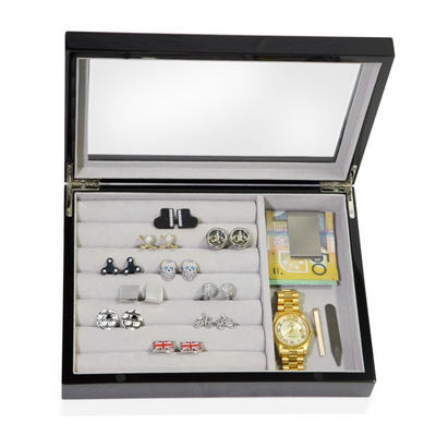 Medium Cufflink and Valet Box Black