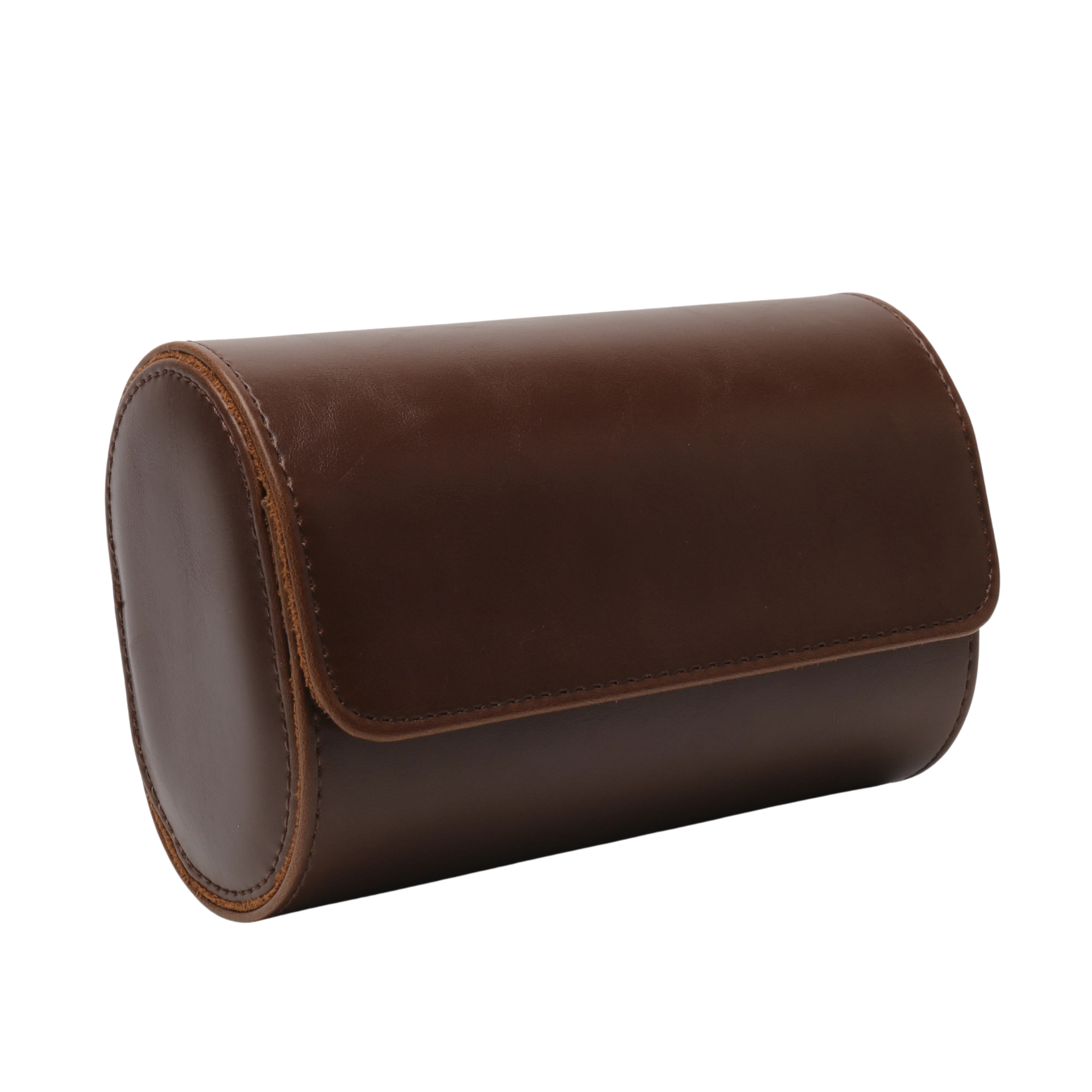 Watch Roll Case for 2 in Brown Vegan Leather