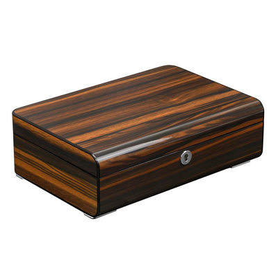 6 Slots Watch Box with Cufflinks Storage and Lock in Wooden Ebony