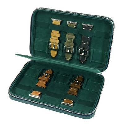 10 Slots Green Leather Watch Straps Box