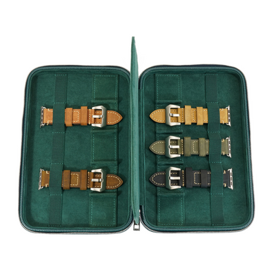 10 Slots Green Leather Watch Straps Box