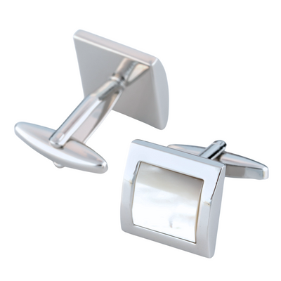 Mother of Pearl in Silver Square Cufflinks