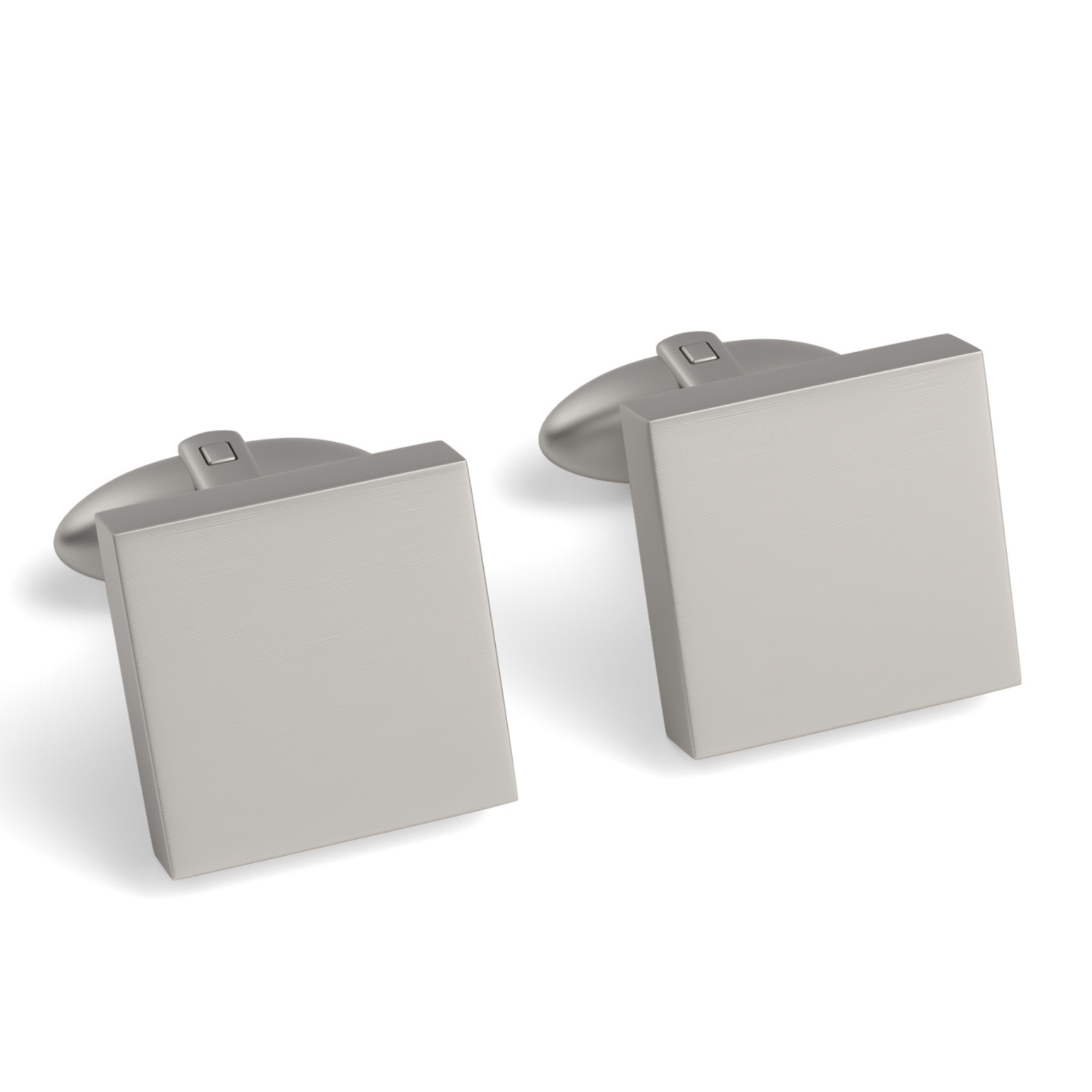 Brushed Silver Square Engravable Cufflinks