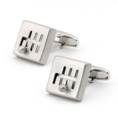 Moving Silver Gear Shift Cufflinks