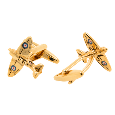 Gold Spitfire Airplane Cufflinks