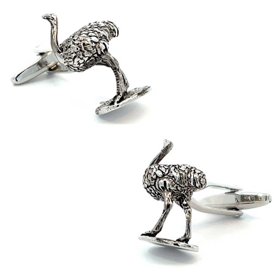 Emu Cufflinks in Antiqued Silver