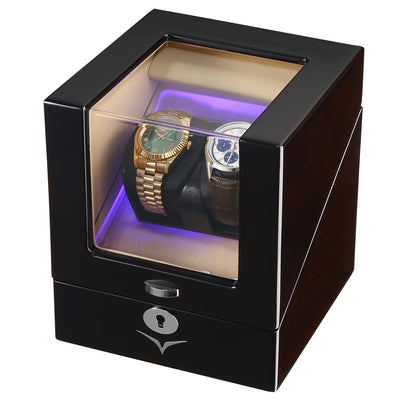 Lindeman Mahogany Watch Winder Box for 2 Watches (Single Rotor)