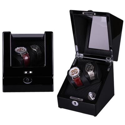 Lindeman Black Watch Winder Box for 2 Watches (Single Rotor)