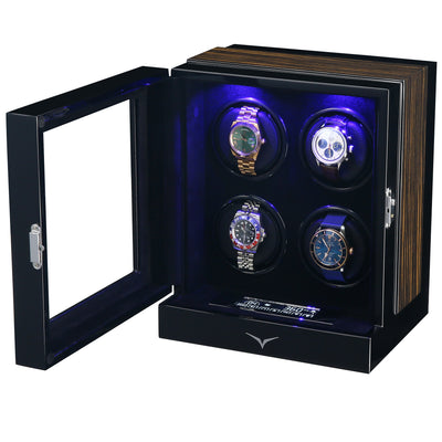 Sydney Watch Winder Box for 4 Watches in Black