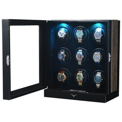 Sydney Watch Winder Box for 9 Watches in Black