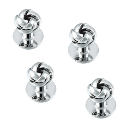 Shiny Silver Twist Knot Cufflinks and Stud Set