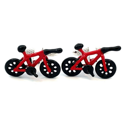 Red Triathlon Bike Cufflinks