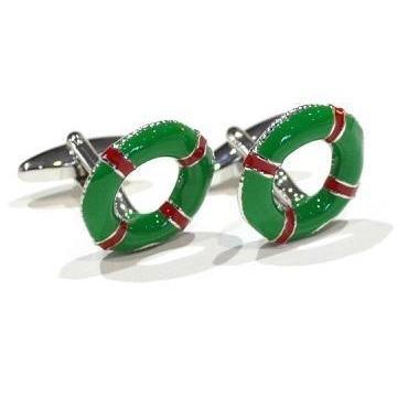 Life Ring Green and Red Cufflinks