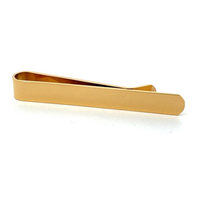 Engravable Shiny Gold Tie Bar curved end 50mm