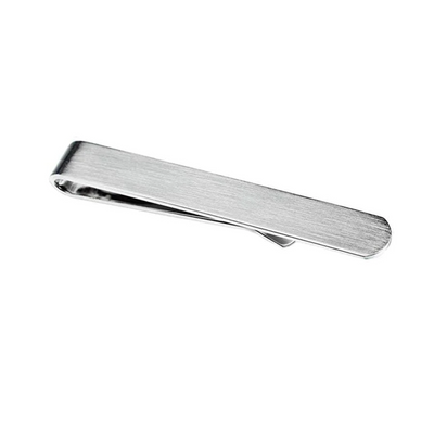 Engravable Brushed Silver Tie Bar with curved end 50mm