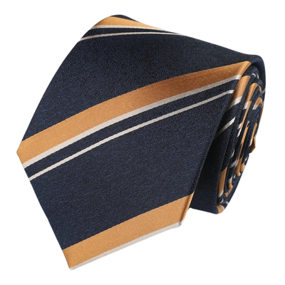 Navy Gold Silk Stripe Tie