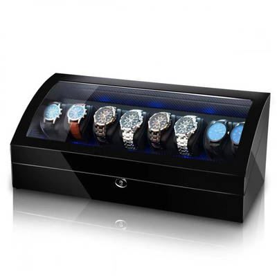 Avoca Watch Winder Box for 8 + 8 Watches in Black