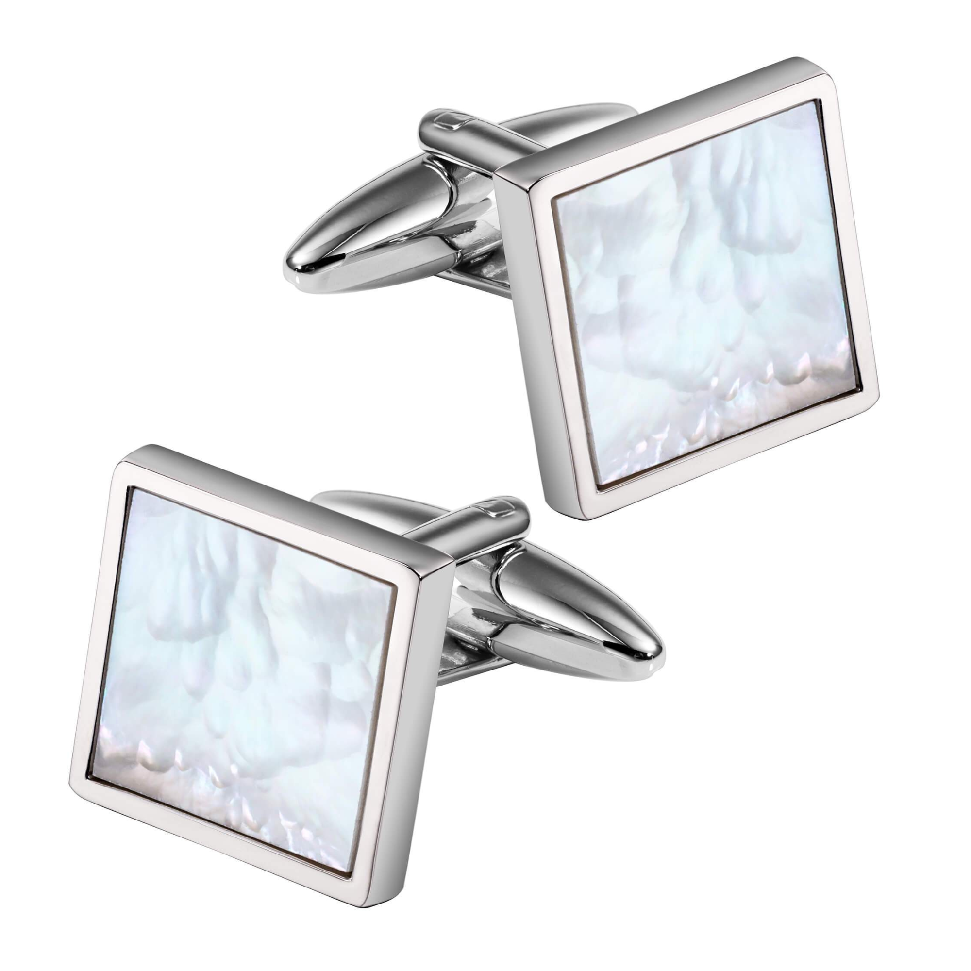 Mother of Pearl in Silver Square II Cufflinks