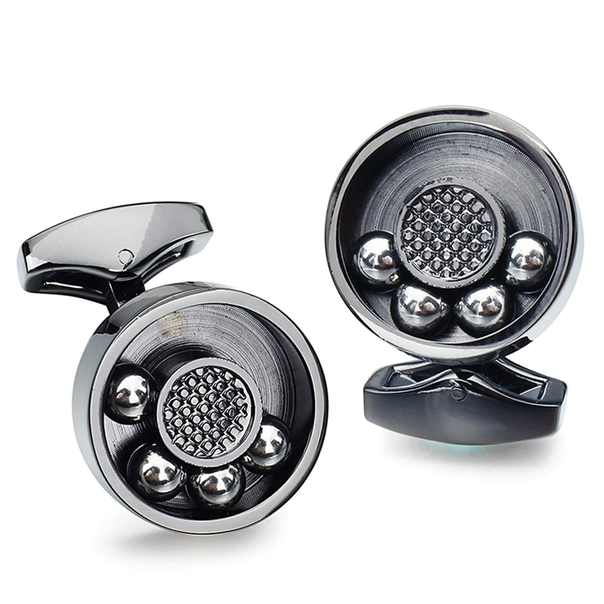 Moving  Ball Bearing Cufflinks Gunmetal