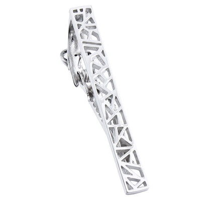 Geometric Shapes Silver Tie Clip