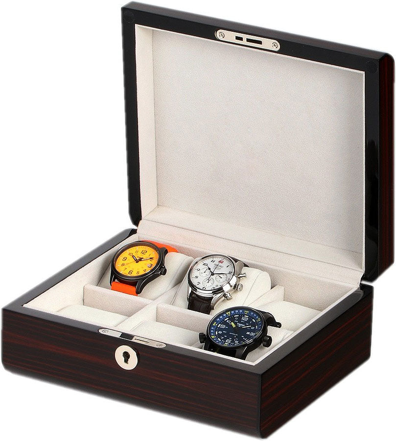 Ebony Wooden Watch Box for 6 Watches, Ebony, Wooden Watch Box, Storage Boxes, Wooden Watch Storage Box, Watch Boxes, CB5075, Clinks.com