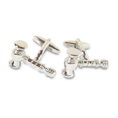 Auctioneer / Judge Gavel Cufflinks Silver