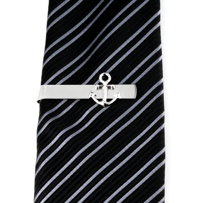 Shiny Silver Anchor Tie Bar