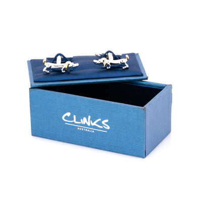 Sausage Dog Cufflinks in Gold and Silver