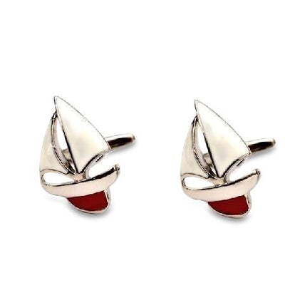 Enamel Red Keeled Yacht Cufflinks