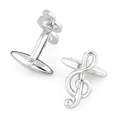 Treble Clef Silver Cufflinks