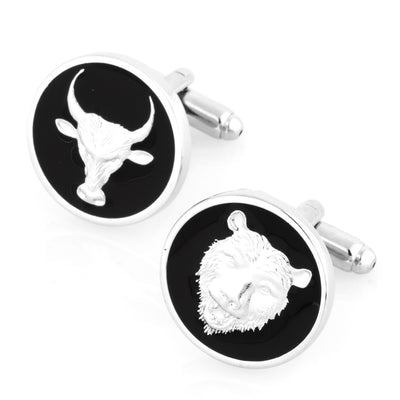 Bull & Bear Black Enamel Cufflinks