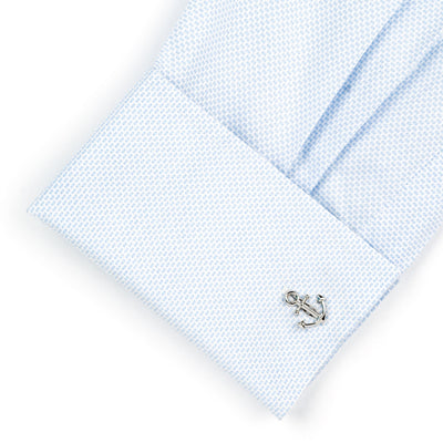 Shiny Silver Ship Anchor Cufflinks