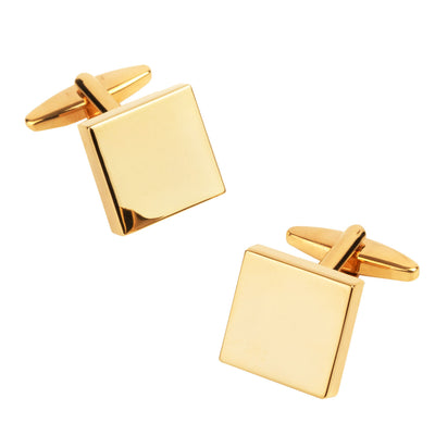 Shiny Square Gold Cufflinks & Tie Bar Set