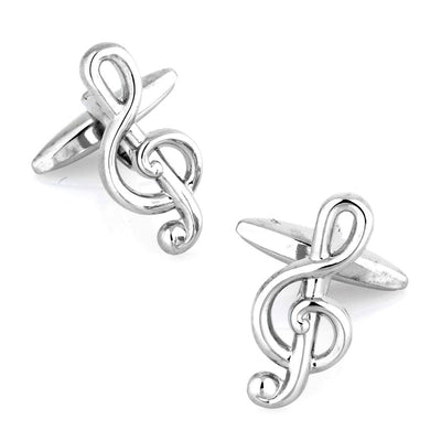 Treble Clef Silver Cufflinks