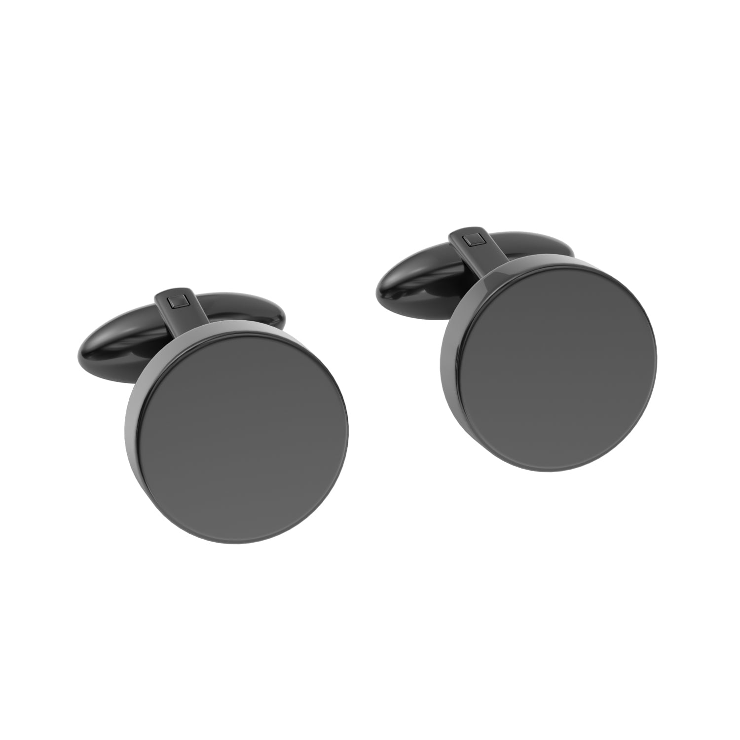 Engravable Round Cufflinks Black