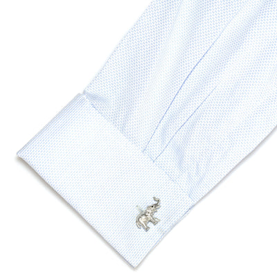 Brushed Silver Elephant Cufflinks