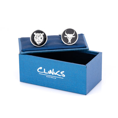 Bull & Bear Black Enamel Cufflinks